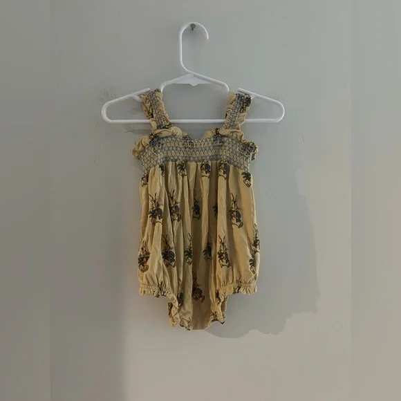 Kate Quinn Bamboo Peter Rabbit Smocked Bubble Romper 6-12M Cottagecore Baby - Picture 4 of 4